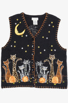 Vintage Leopard Print Cats Halloween Sweater 690
