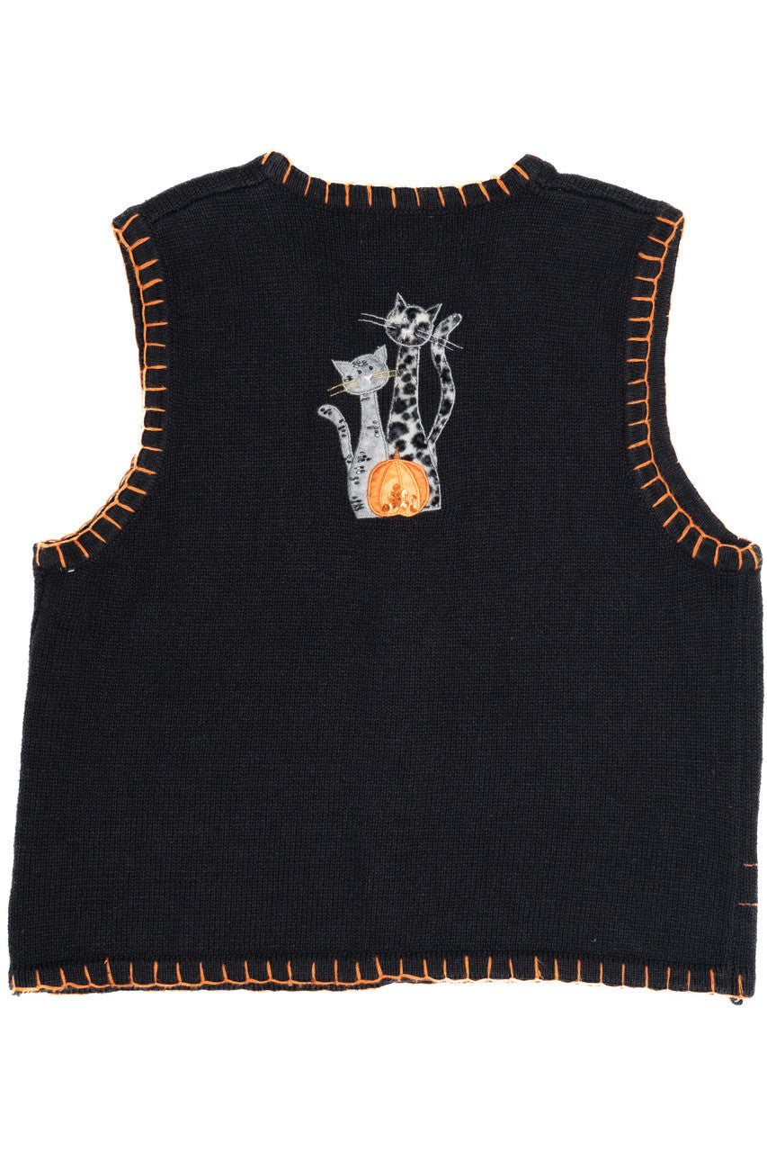 Vintage Leopard Print Cats Halloween Sweater 690
