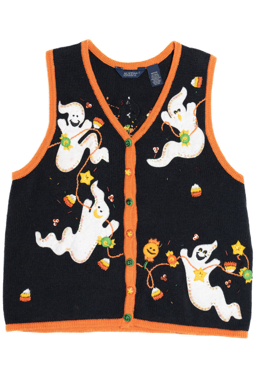 Vintage Ghosts & Candy Halloween Sweater Vest