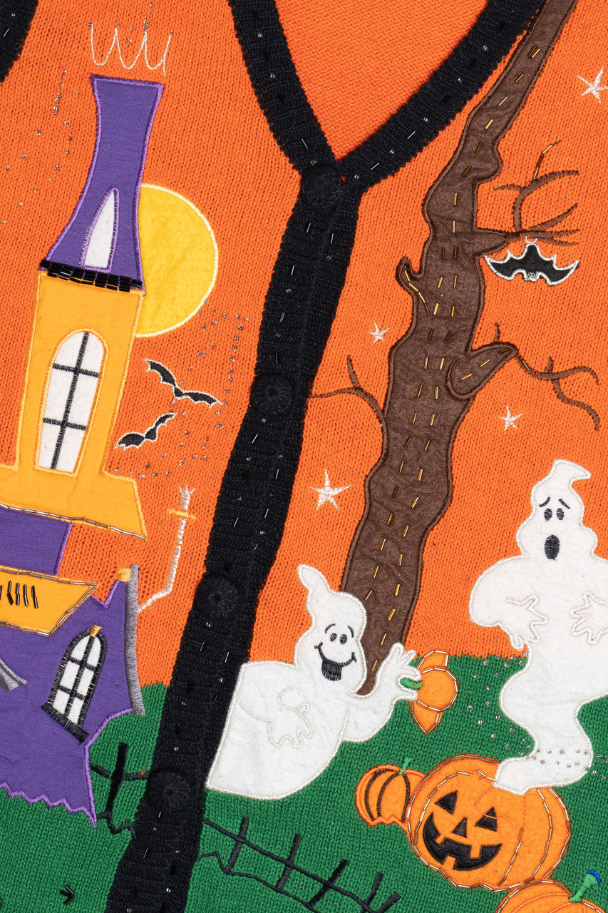 Vintage Haunted House Halloween Sweater 694