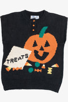 Vintage "Treats" Jack-O-Lantern Hand Knit Halloween Sweater Vest