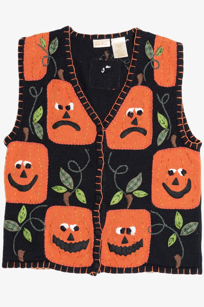Vintage Patchwork Pumpkins Halloween Sweater Vest