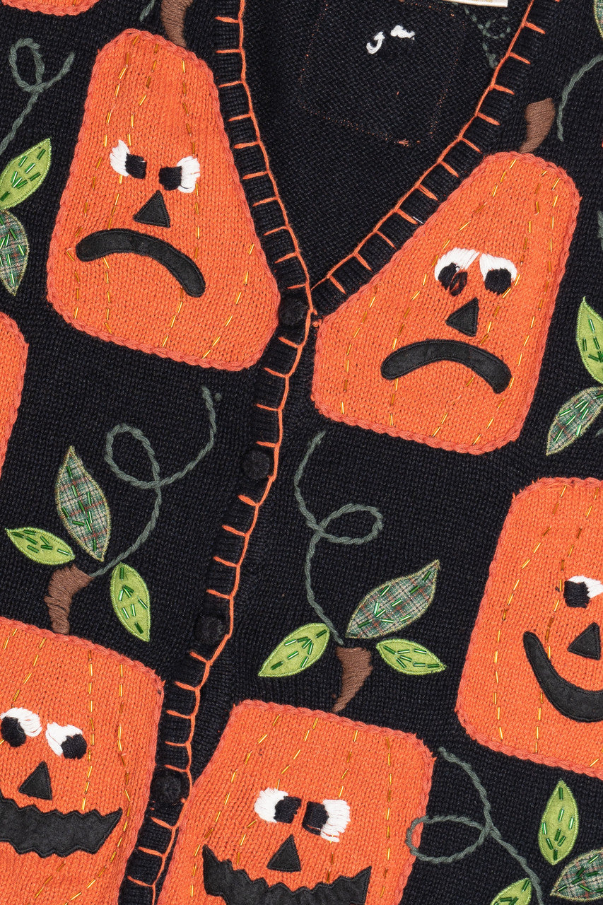 Vintage Patchwork Pumpkins Halloween Sweater Vest