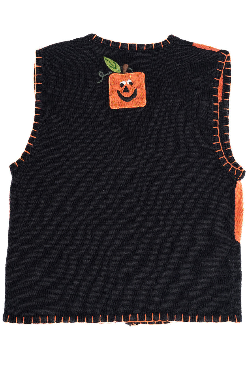 Vintage Patchwork Pumpkins Halloween Sweater Vest