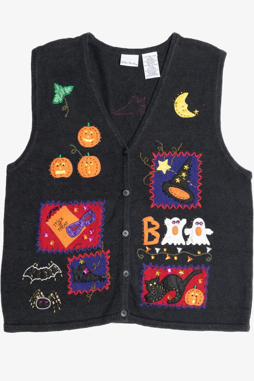 Vintage "Boo" Patchwork Halloween Sweater Vest