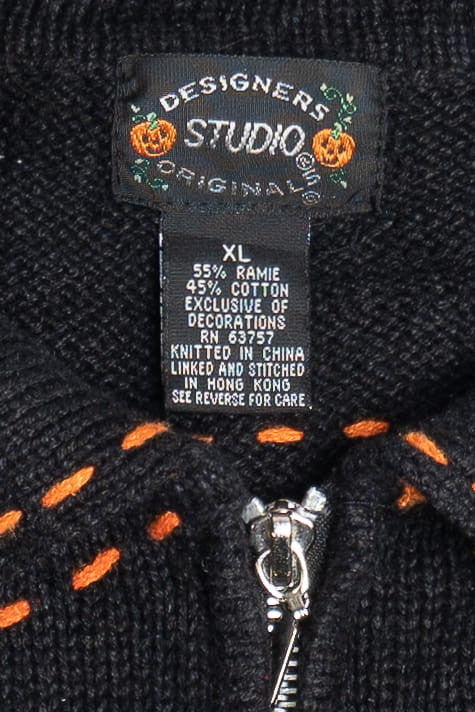 Vintage "Trick Or Treat" Ghost Contrast Stitch Halloween Sweater Vest
