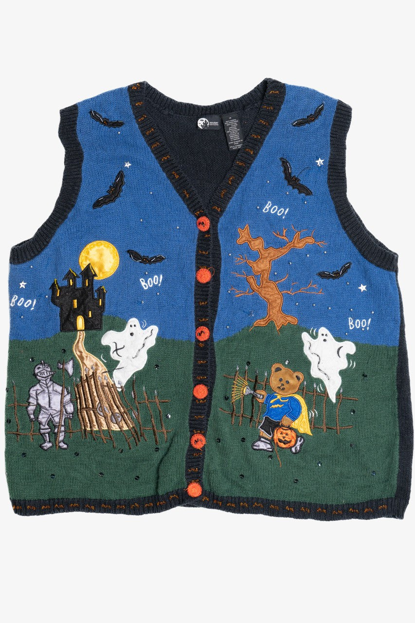 Vintage "Boo!" Haunted House Halloween Sweater Vest 702