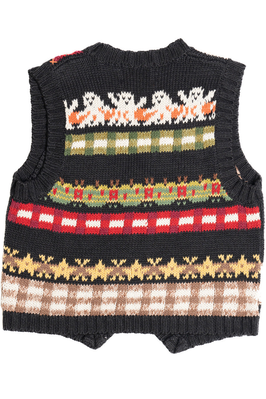 Vintage Patchwork Knit Halloween Sweater Vest