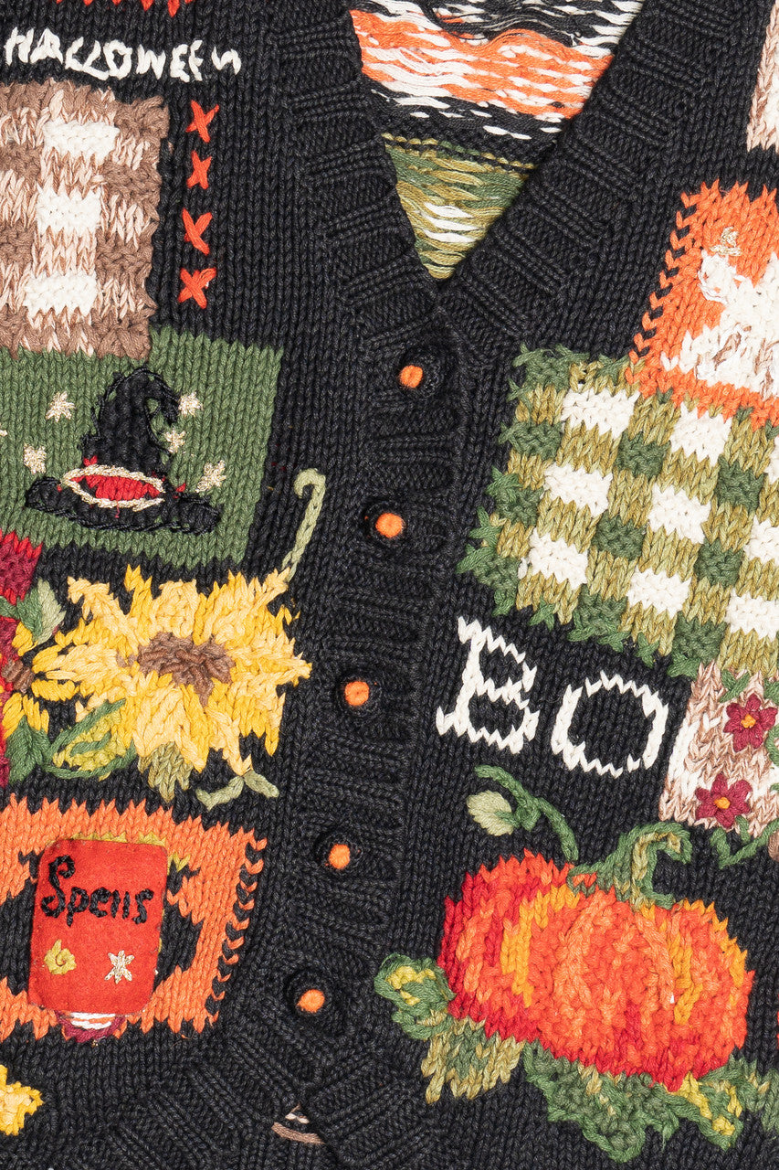 Vintage Patchwork Knit Halloween Sweater Vest