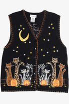 Vintage Leopard Print Cats Halloween Sweater Vest 704