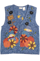 Vintage Pumpkin Patch Scarecrows Halloween Sweater Vest