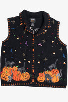 Vintage Cats At The Pumpkin Patch Halloween Sweater Vest