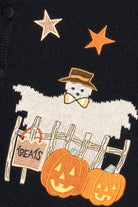 Vintage "Tricks" "Treats" Scarecrows Halloween Sweater Vest