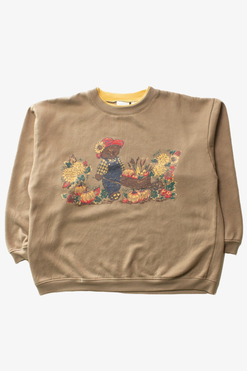 Vintage Teddy Bear Wheelbarrow Fall Sweatshirt (1990s)