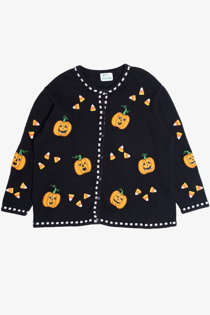 Vintage Pumpkins & Candy Corn The Quack Factory Halloween Sweater