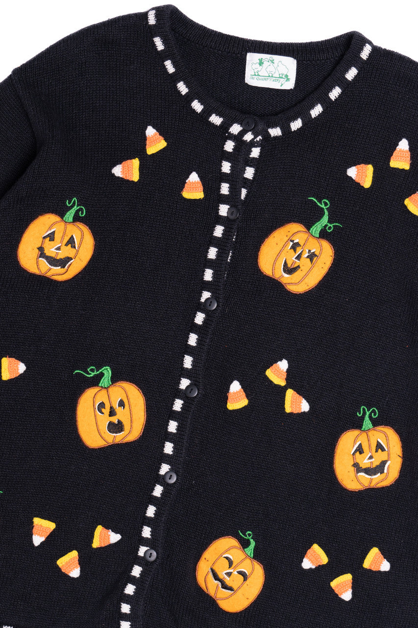 Vintage Pumpkins & Candy Corn The Quack Factory Halloween Sweater