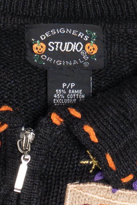 Vintage "Trick Or Treat" Contrast Stitch Halloween Sweater
