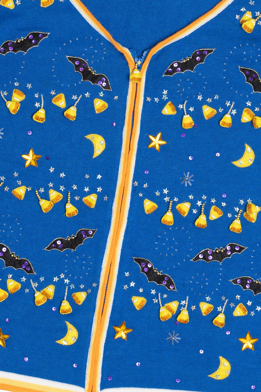 Vintage Bats & Candy Corn Jack B. Quick Halloween Sweater