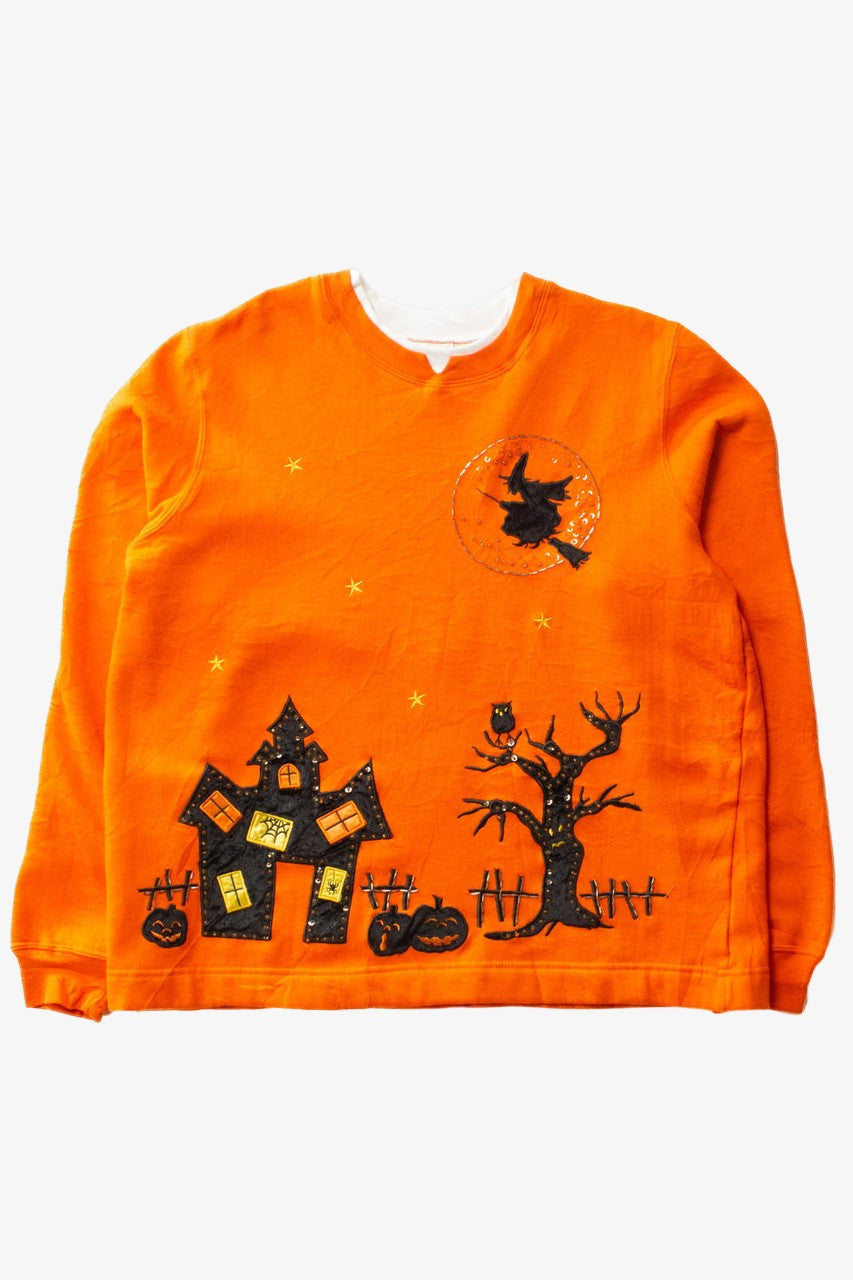 Vintage Witch Applique Halloween Sweatshirt (1990s)