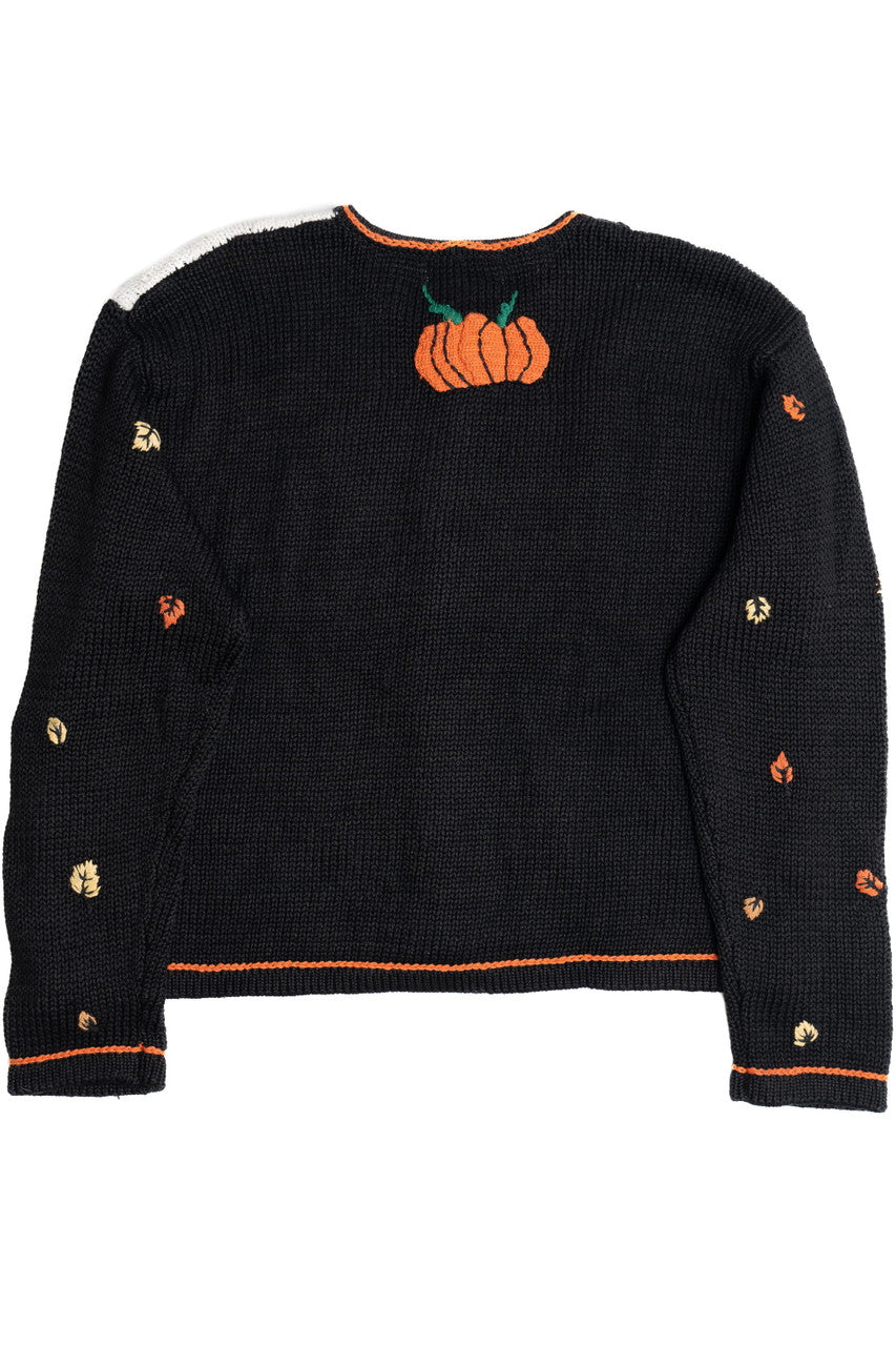 Vintage Checkered Knit Halloween Sweater