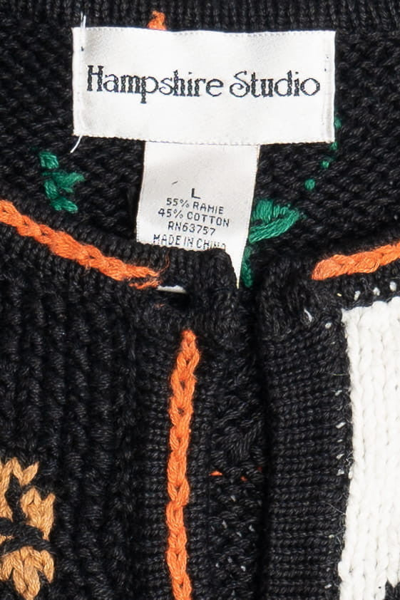 Vintage Checkered Knit Halloween Sweater