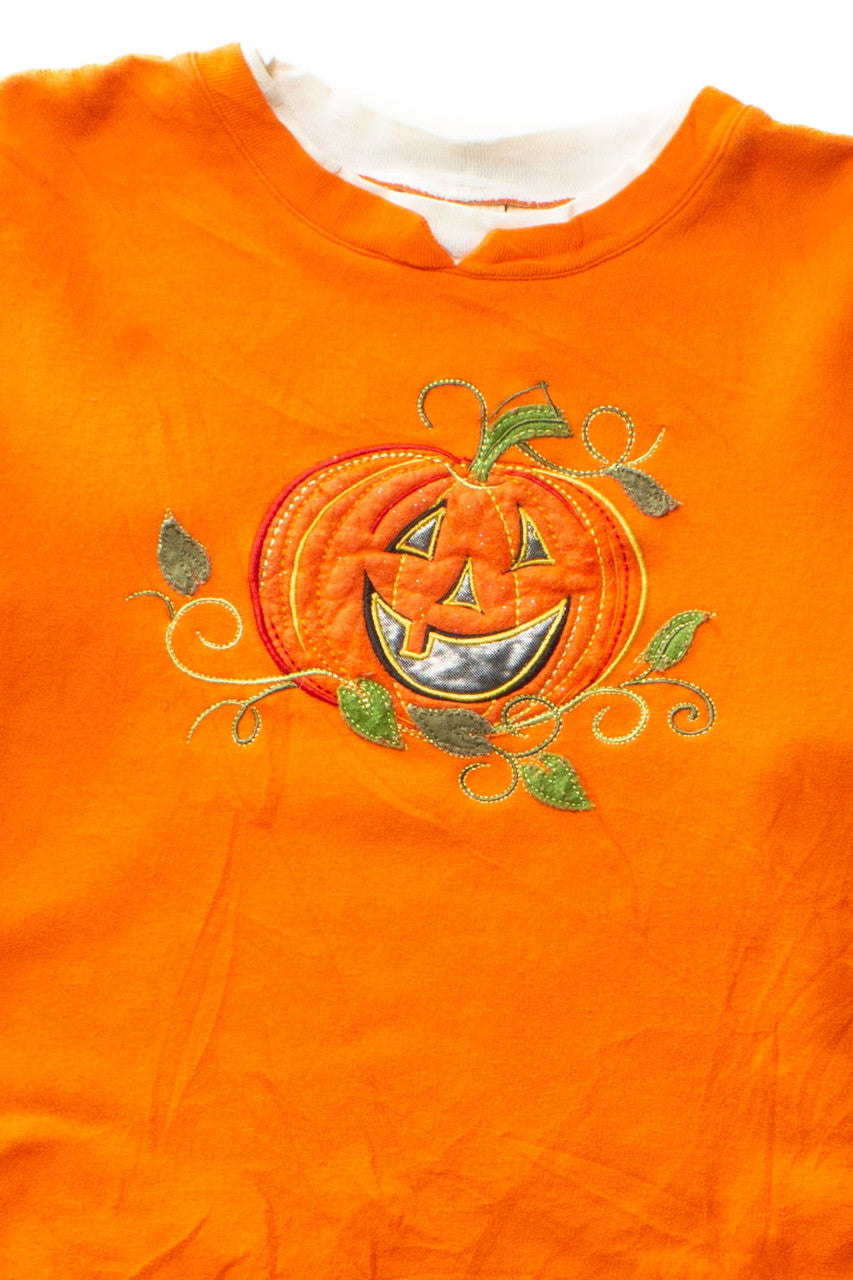 Vintage Jack o'Lantern Applique Halloween Sweatshirt (1990s) 742