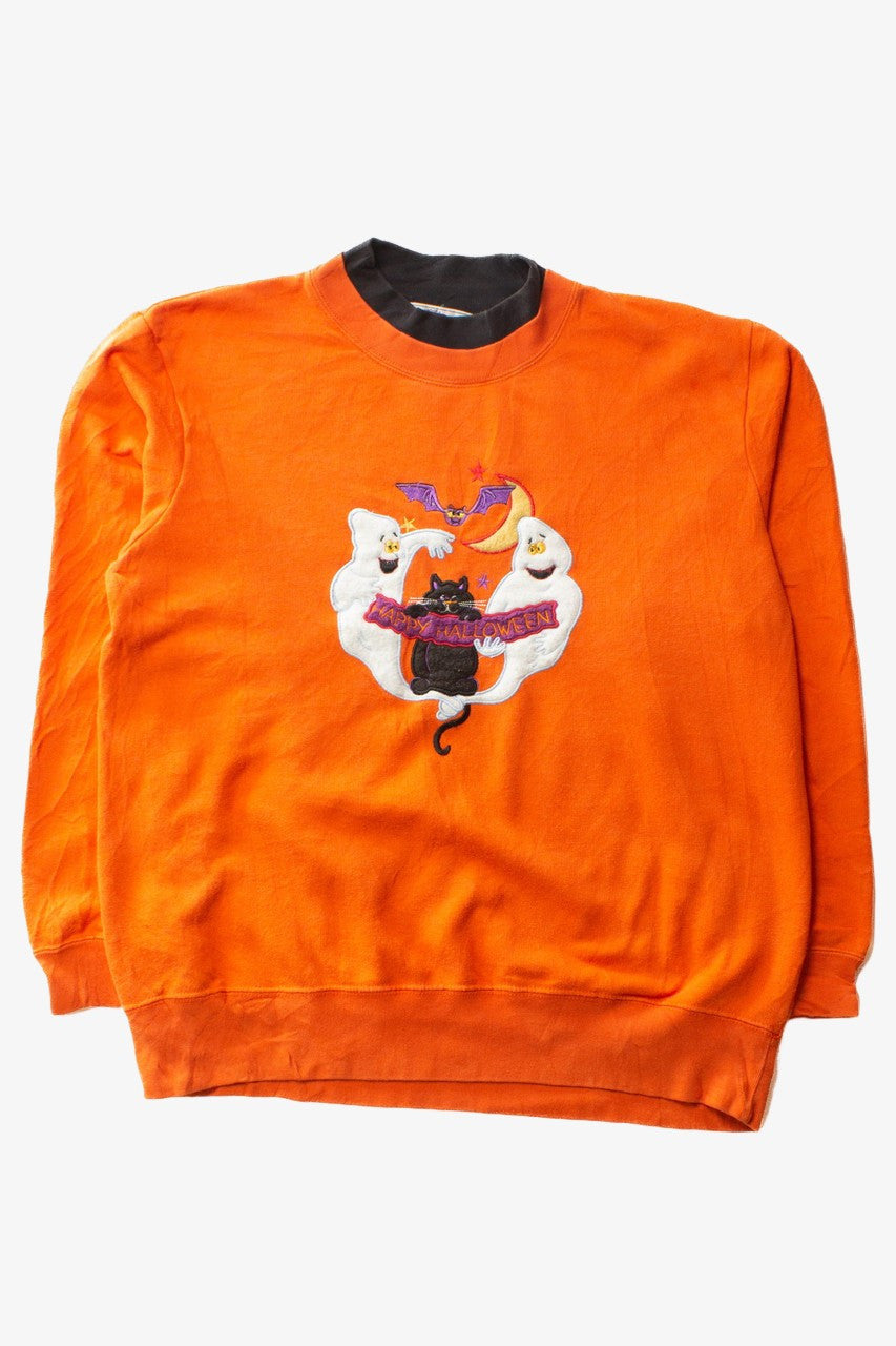 Vintage Ghosts Happy Halloween Sweatshirt (1990s)
