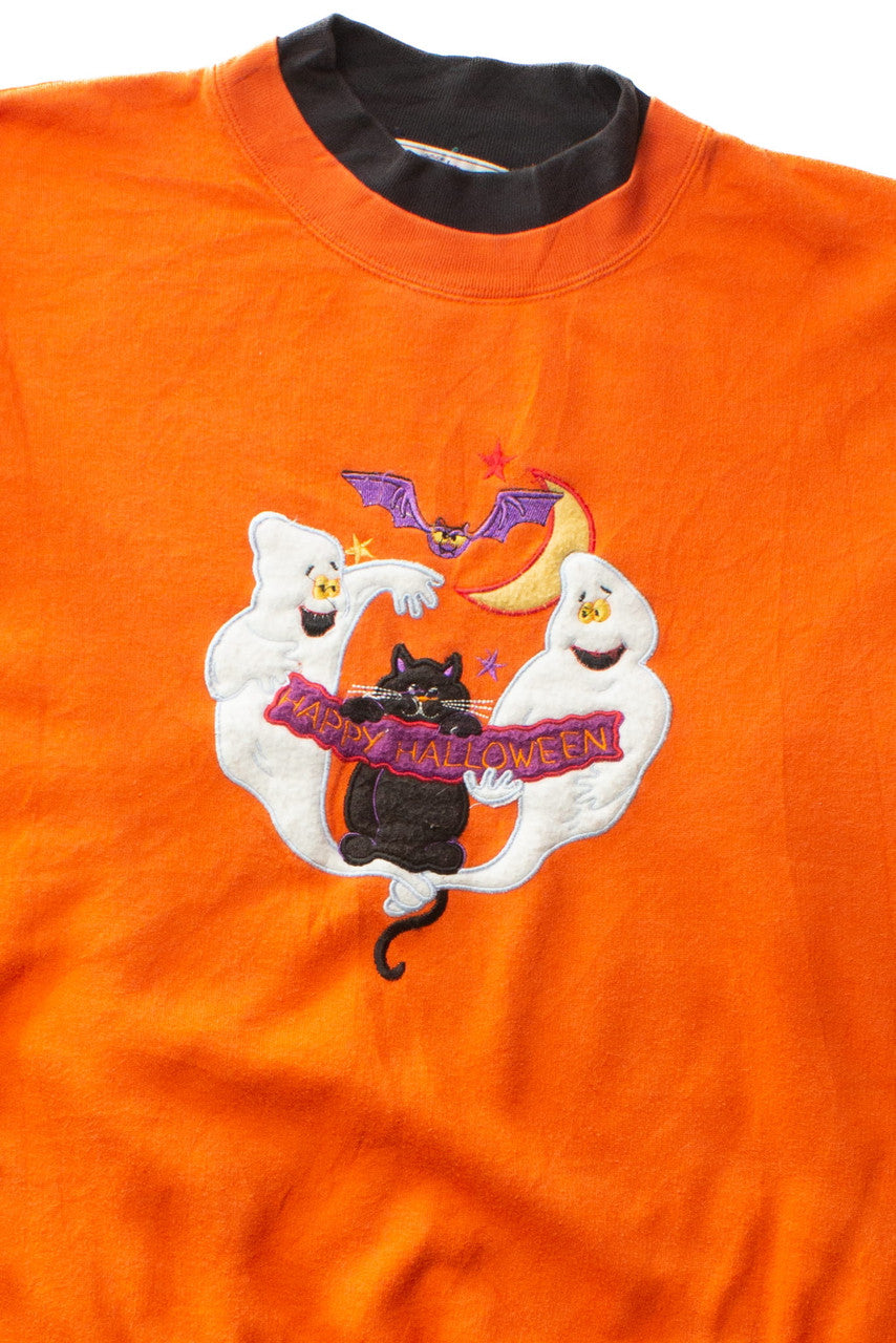 Vintage Ghosts Happy Halloween Sweatshirt (1990s)