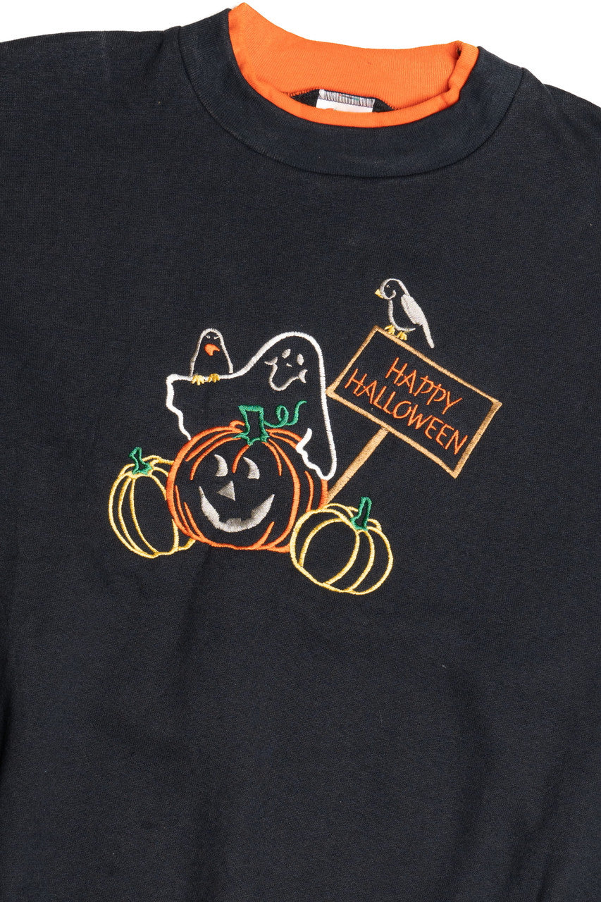 Vintage "Happy Halloween" Embroidered Halloween Sweatshirt