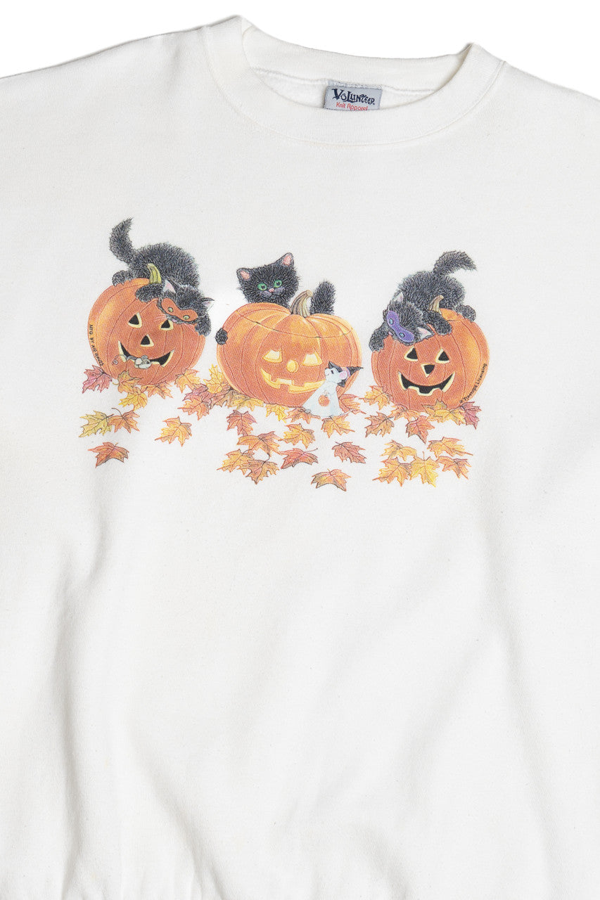 Vintage Cats And Pumpkins Halloween Sweatshirt