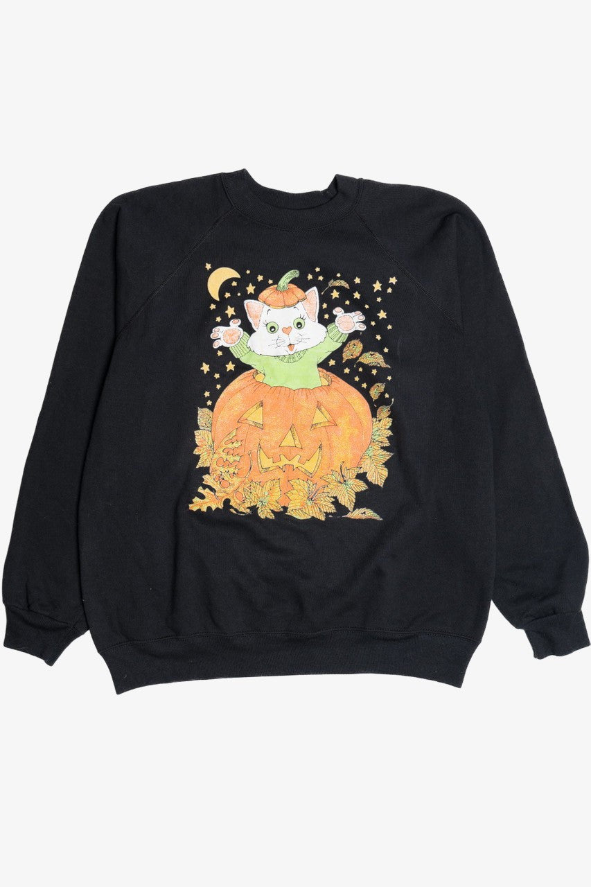 Vintage Cat In A Pumpkin Halloween Sweatshirt