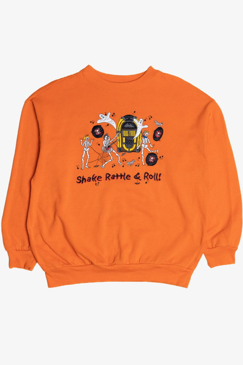Vintage "Shake Rattle & Roll" Skeleton Dance Party Halloween Sweatshirt