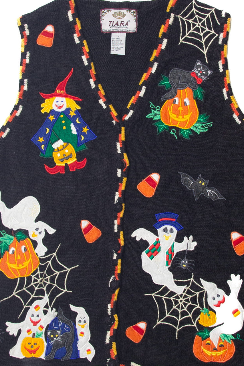 Vintage Halloween Ghosts and Candy Corn Vest