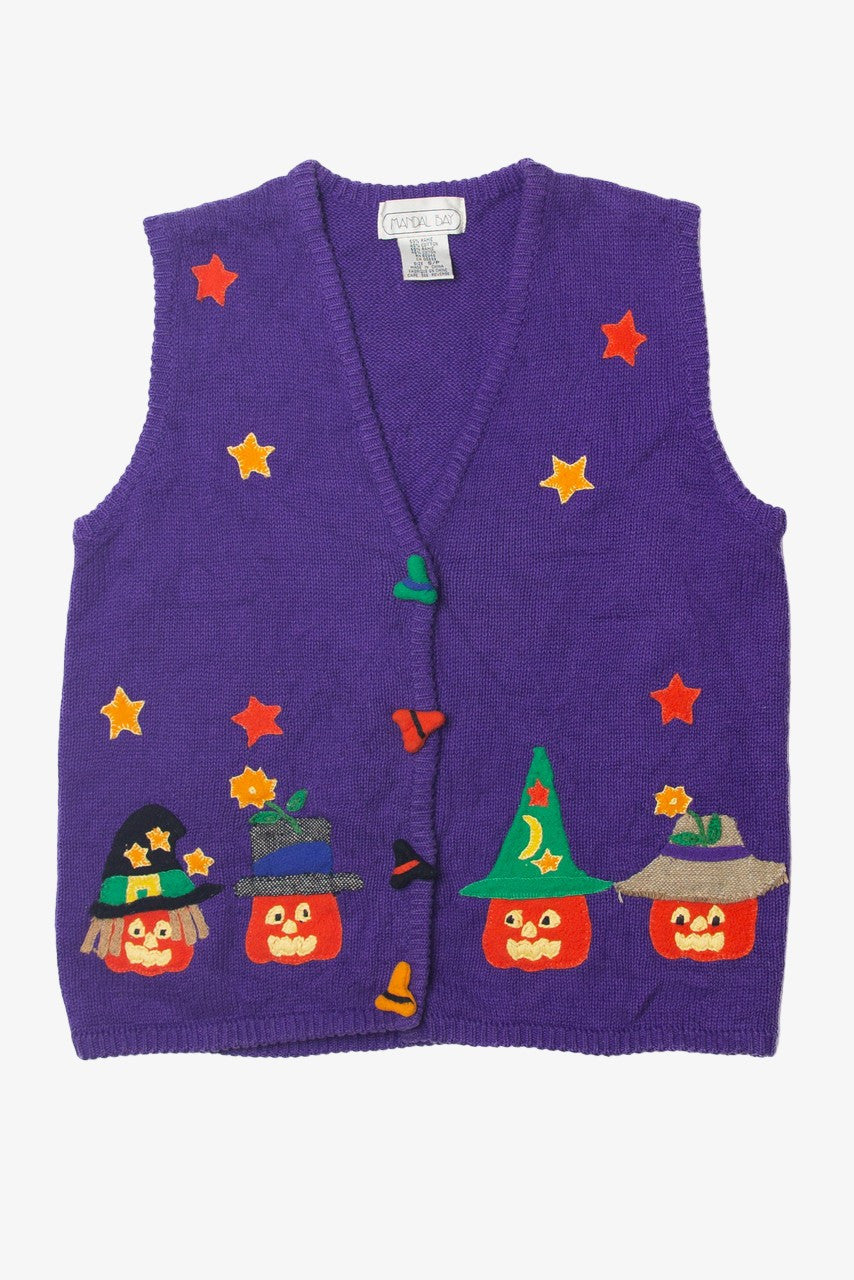 Vintage Pumpkin and Stars Vest