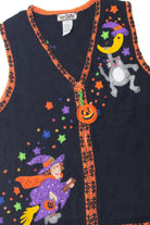 Vintage Witch and Cat On the Moon Halloween Vest