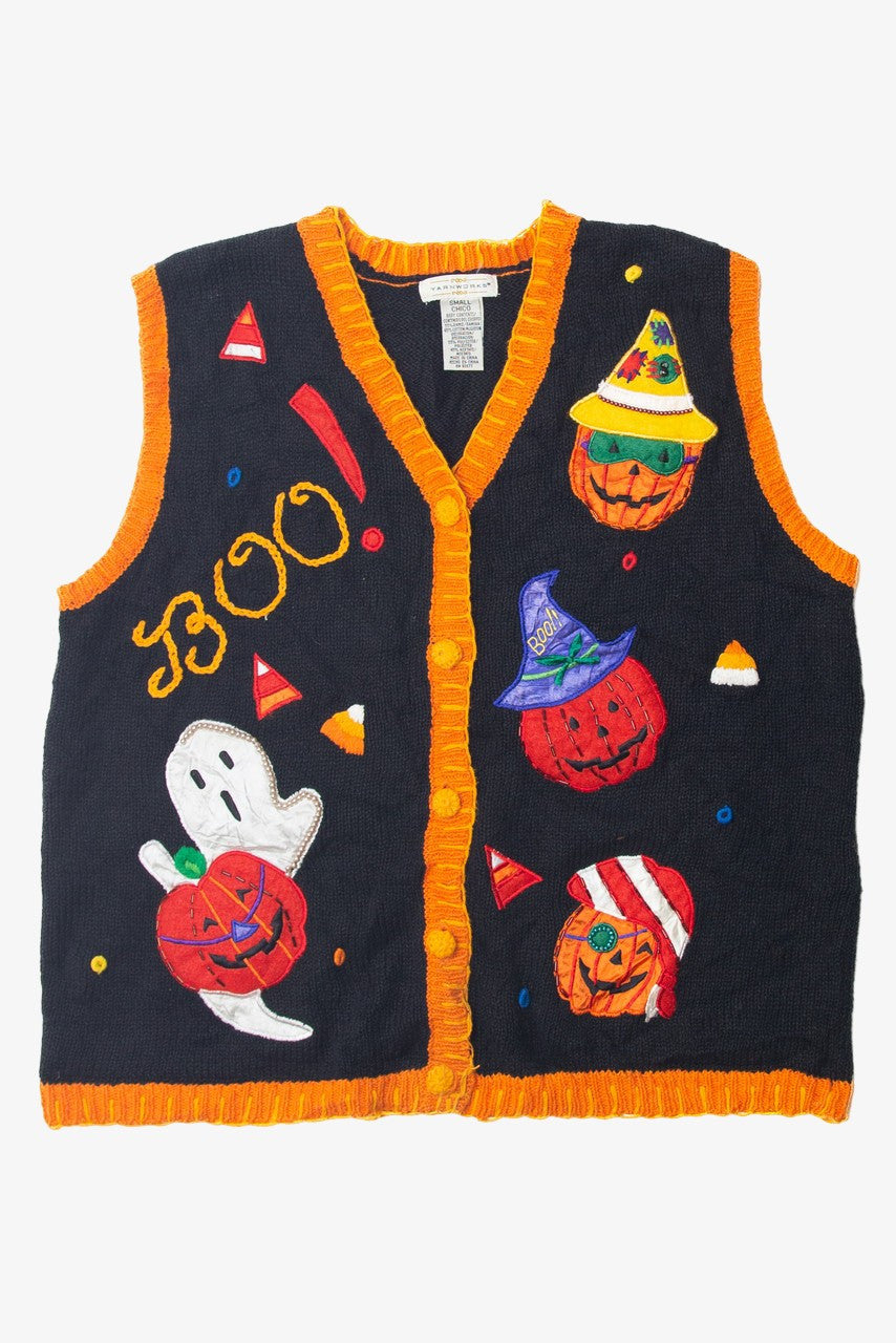 Vintage Pumpkin And Candy Corn Halloween Vest