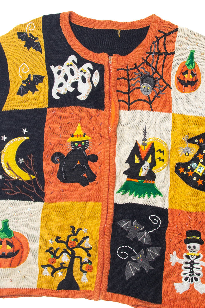 Vintage Multicolor Halloween Cardigan