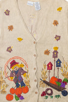 Vintage Bobbie Brooks Scarecrow And Birdhouses Autumn Harvest Vests