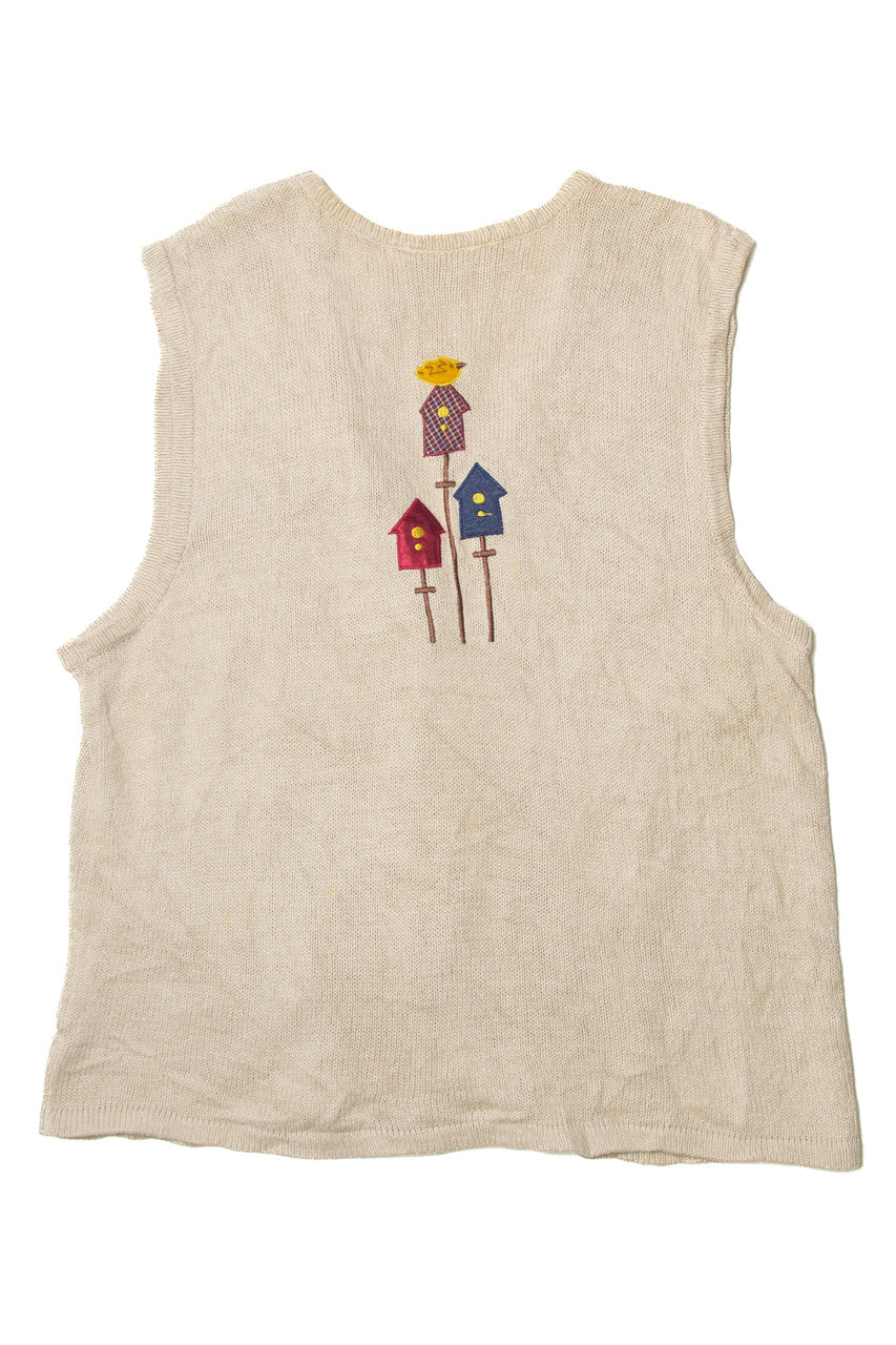Vintage Bobbie Brooks Scarecrow And Birdhouses Autumn Harvest Vests