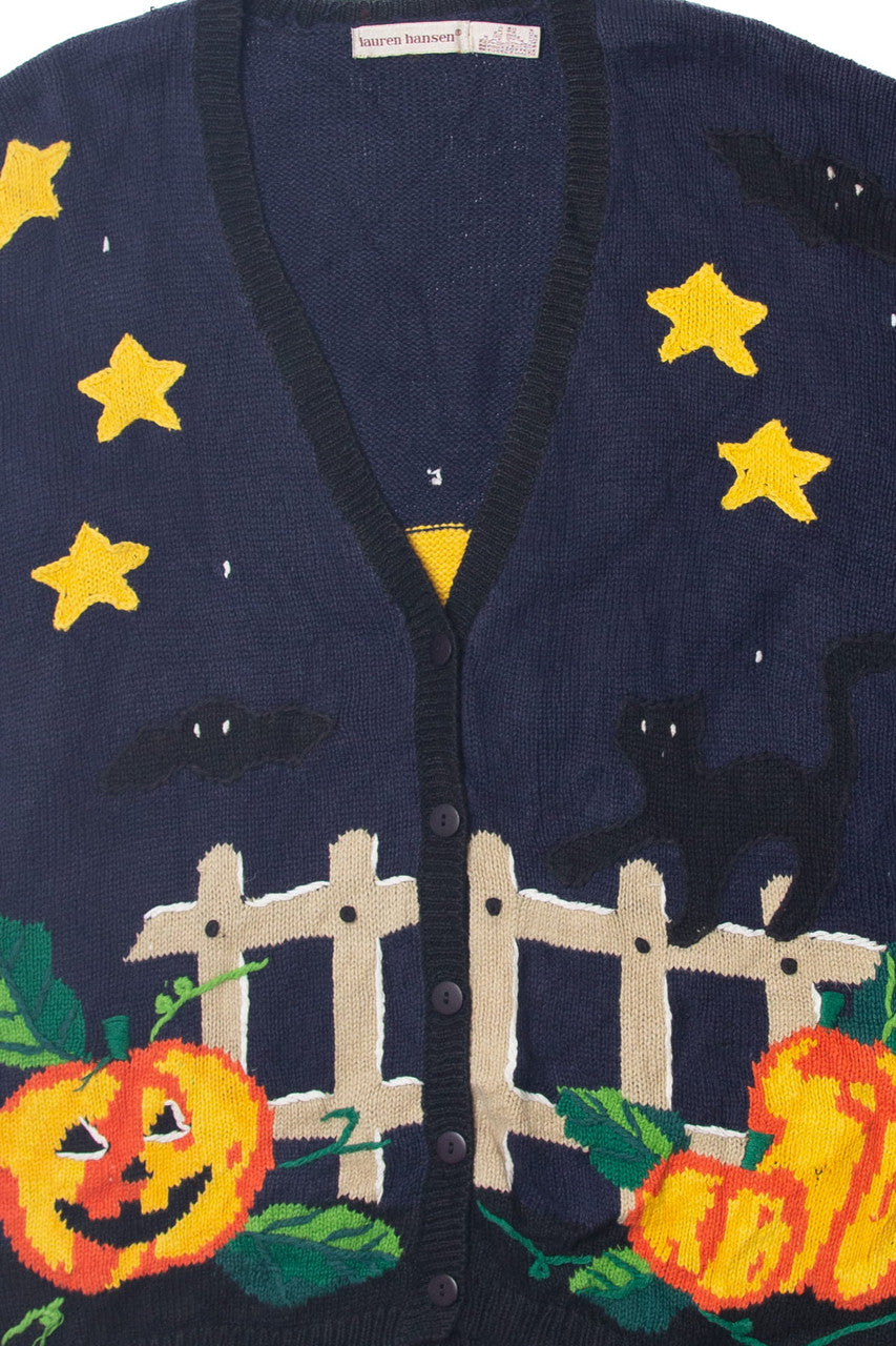 Vintage Lauren Hansen Pumpkin And Stars Halloween Sweater