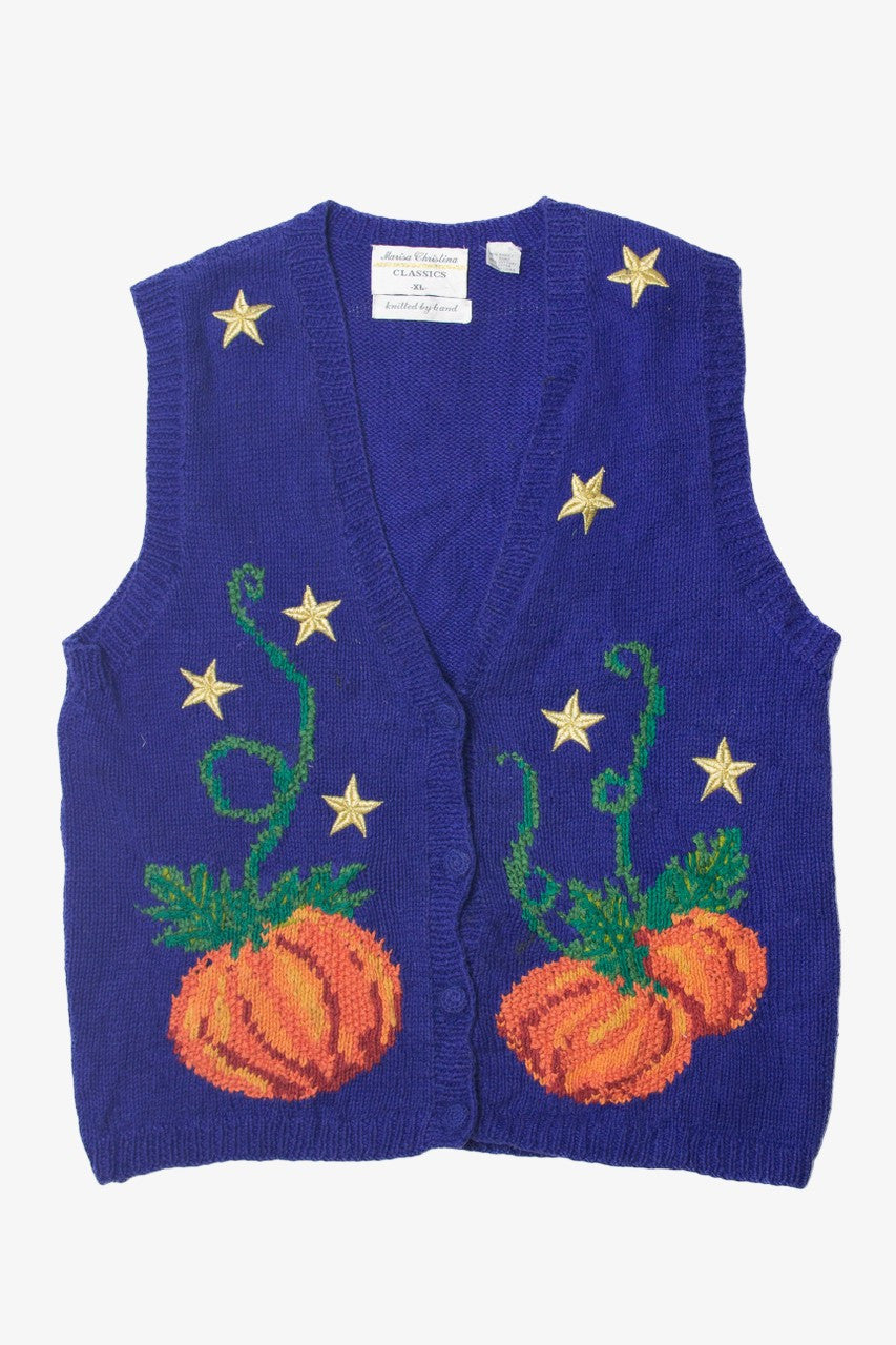 Vintage Pumpkin And Stars Autumn Harvest Vest