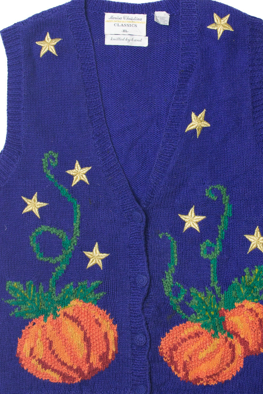 Vintage Pumpkin And Stars Autumn Harvest Vest