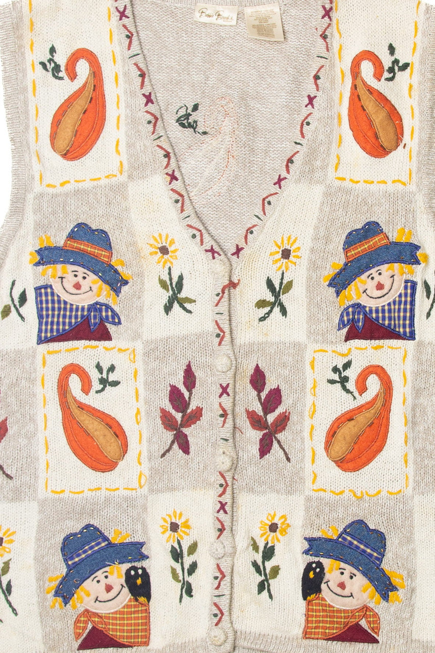 Vintage Bobbie Brooks Scarecrow And Squash Vest