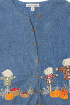 Vintage David Brooks Scarecrows Autumn Harvest Sweater