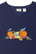 Vintage Bluebirds In Fall Autumn Harvest Sweater