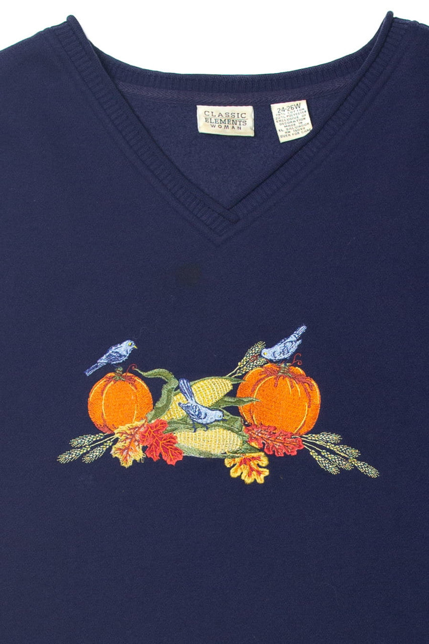 Vintage Bluebirds In Fall Autumn Harvest Sweater