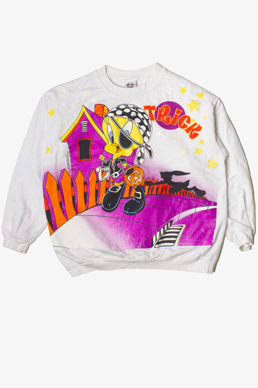 Vintage Tweety Bird Looney Tunes Glow In The Dark Halloween Sweatshirt (1996)