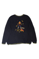 Vintage Pumpkin Patch Scarecrow Front/Back Autumn Harvest Sweater (1990s)