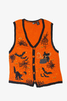 Vintage Spider Webs And Bats Halloween Vest (1990s)