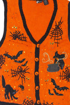 Vintage Spider Webs And Bats Halloween Vest (1990s)
